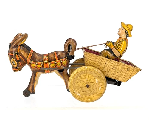 Vintage 1950's Marx Toys "Balky Mule" Tin Litho Windup Toy