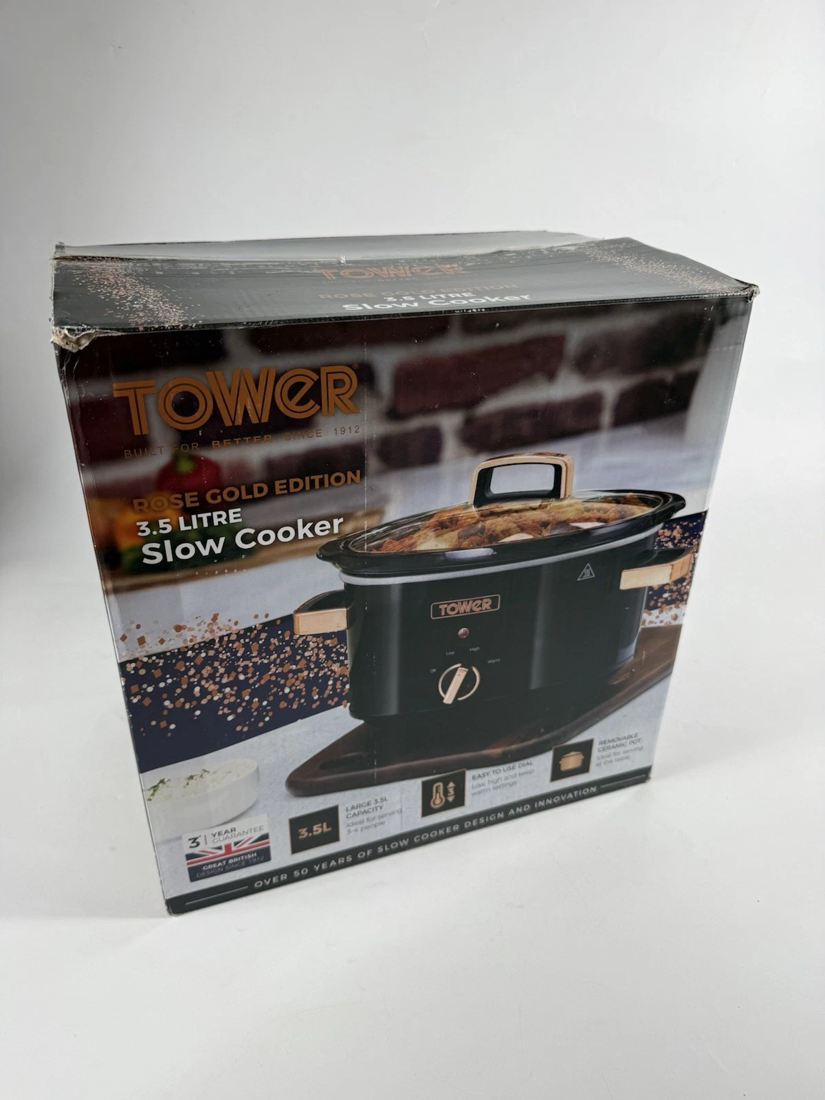Tower Cavaletto 3.5 Litre Slow Cooker Black and Rose Gold, T16042BLK