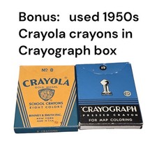 1950s Binney Smith Crayola Gold Medal School Crayons N 8 Box Unused Bonus