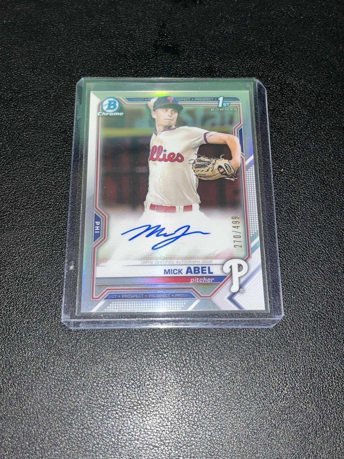 Mick Abel 2021 Bowman Chrome 1st Auto Refractor /499 Twins Phillies CPA-MAB
