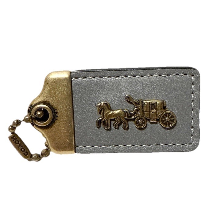Coach 1941 Rogue Horse Carriage Gray Leather Fob Bag Charm
