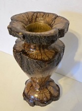Stunning Turned Wooden Vase With Live Edge And Beautiful Grain Unique 7" Tall