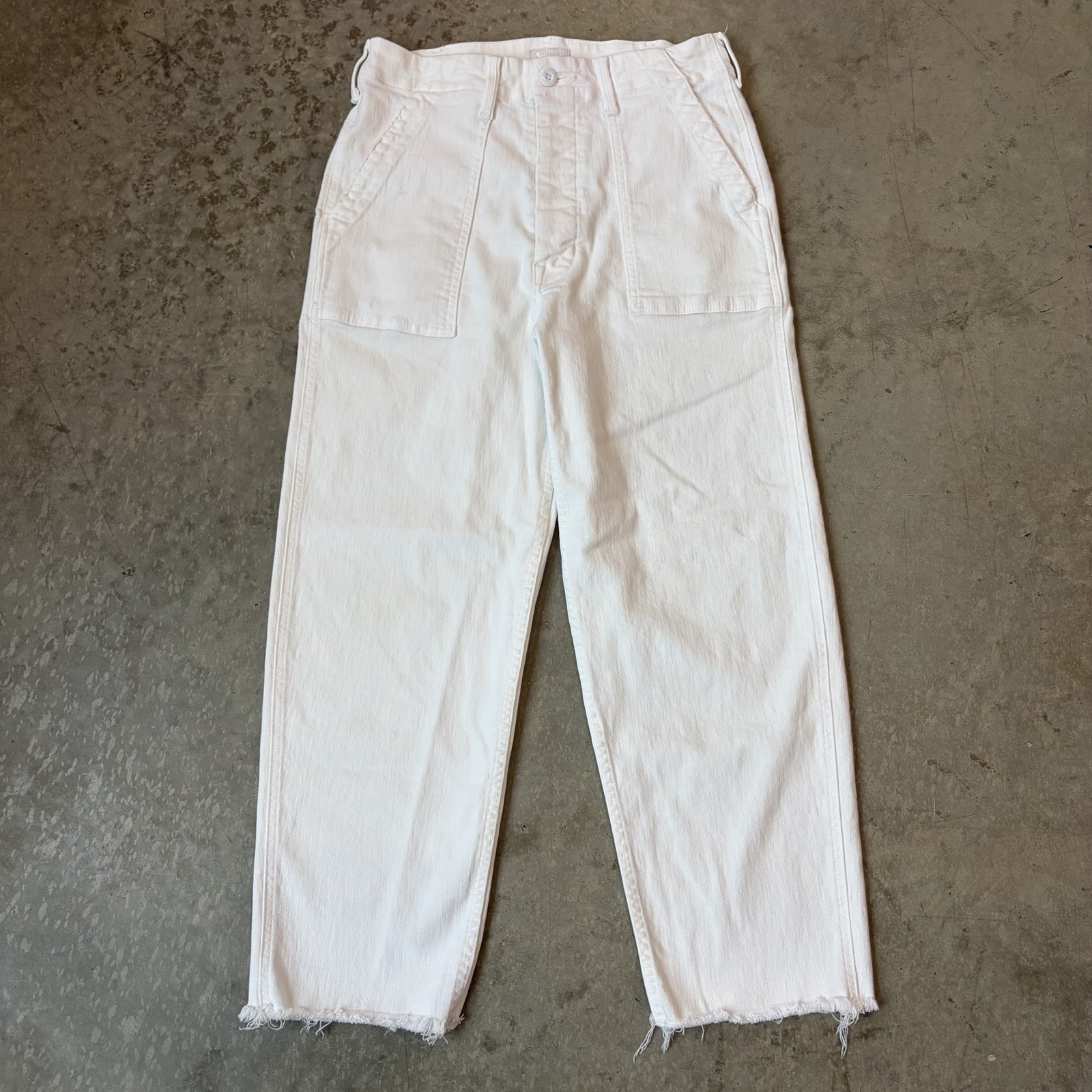 Mother Patch Pocket Private Ankle Fray Jeans Fairest Of Them All White Size 27*