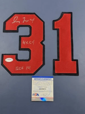 Greg Maddux Signed #3 Jersey Number. PSA Certified. inscripted 4x Cy & HOF 14 - Image 1 of 2