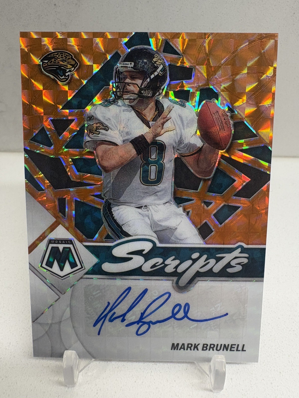 2022 Panini Mosaic #S-MB Mark Brunell Scripts Orange Jacksonville Jaguars SSP