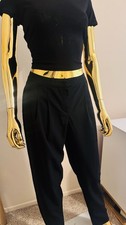 Escada Black High-Waist Pleated Pants, Trousers, Size 38, pre-loved