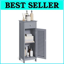 Dove Gray Slim Bathroom Storage Cabinet - Elegant & Space-Saving Design