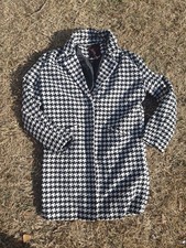 Vintage Houndstooth Print Jacket Size Large Button Up Long Sleeve Blazer