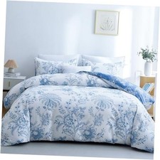 Floral Duvet Cover Queen Size 3 Queen 90" x 90" Blue Floral no Comforter 