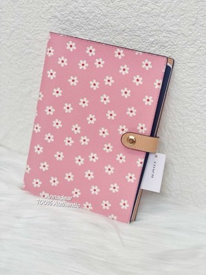 NWT Coach Notebook With Pink Floral Print CFA42 In Gold/Pink Multi