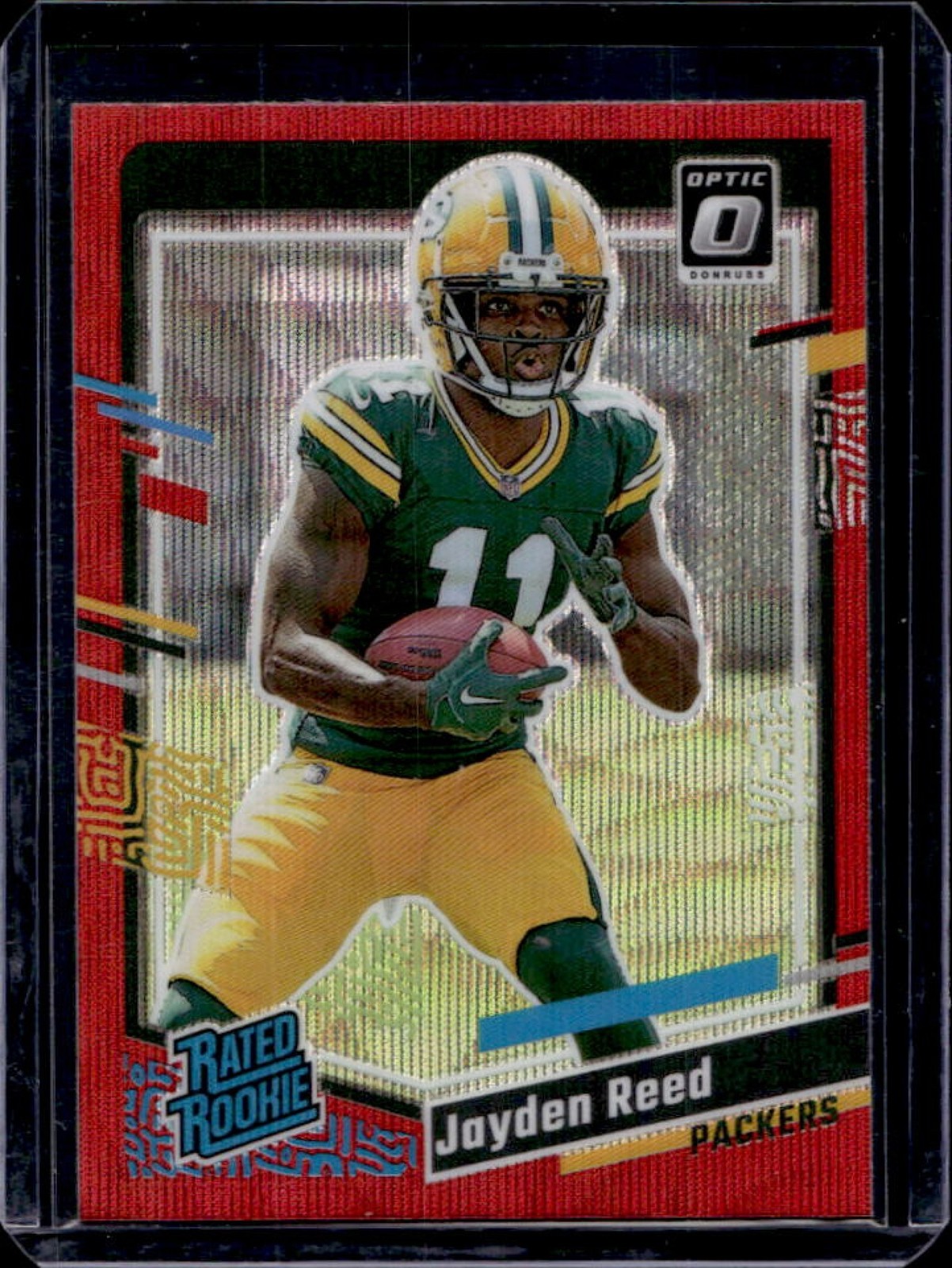 2023 Donruss Jayden Reed Optic Rated Rookie Preview Red Wave Prizm RC #334