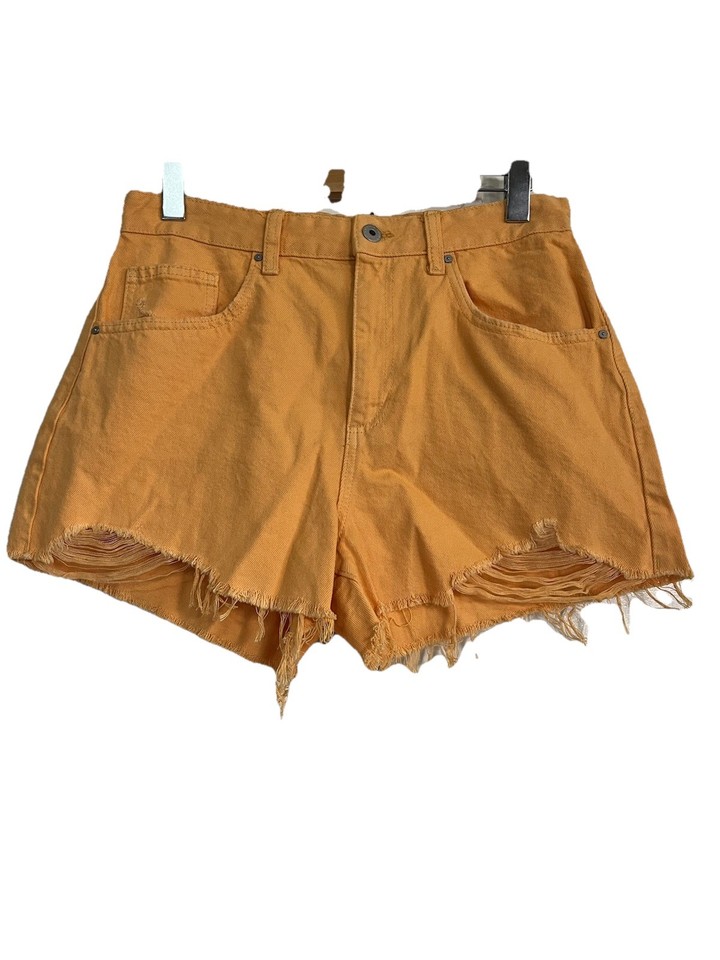Cotton On Ladies Size 12 High Rise Mom Rough Hem Denim Shorts Excellent Cond