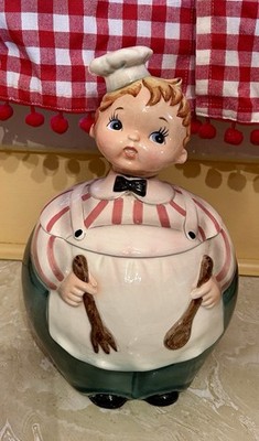 RARE!  1950s Lefton Cookie Jar Baker Boy Cook Chef Kitsch Antique Vintage