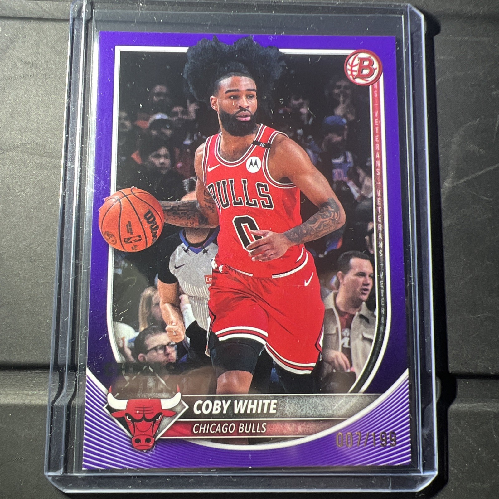 2025-26 Bowman Chrome Coby White Purple Border 007/199 Chicago Bulls