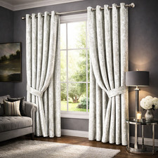 Santiago Crushed Velvet Curtains Pair Fully Lined Eyelet Ring Top With Tie Backs