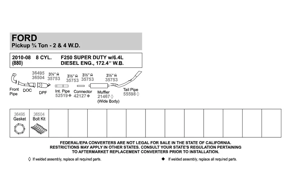 For Ford F-250 Super Duty 08-10 Walker Steel Round Aluminized Exhaust Muffler - Изображение 4 из 4