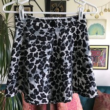 ZARA size XS Black Gray Animal Print Skirt Overlay Skort Shorts Mini Short