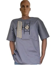 African Men's Shirt Patches Kente With Embroidery  shirt Chest 40 In 