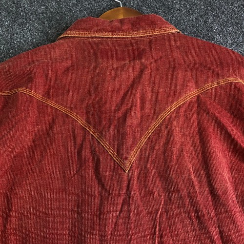 Ryan Michael Mens Shirt XXL Red Silk Linen Blend Pearl Snap Western Cowboy Rodeo - Picture 10 of 11