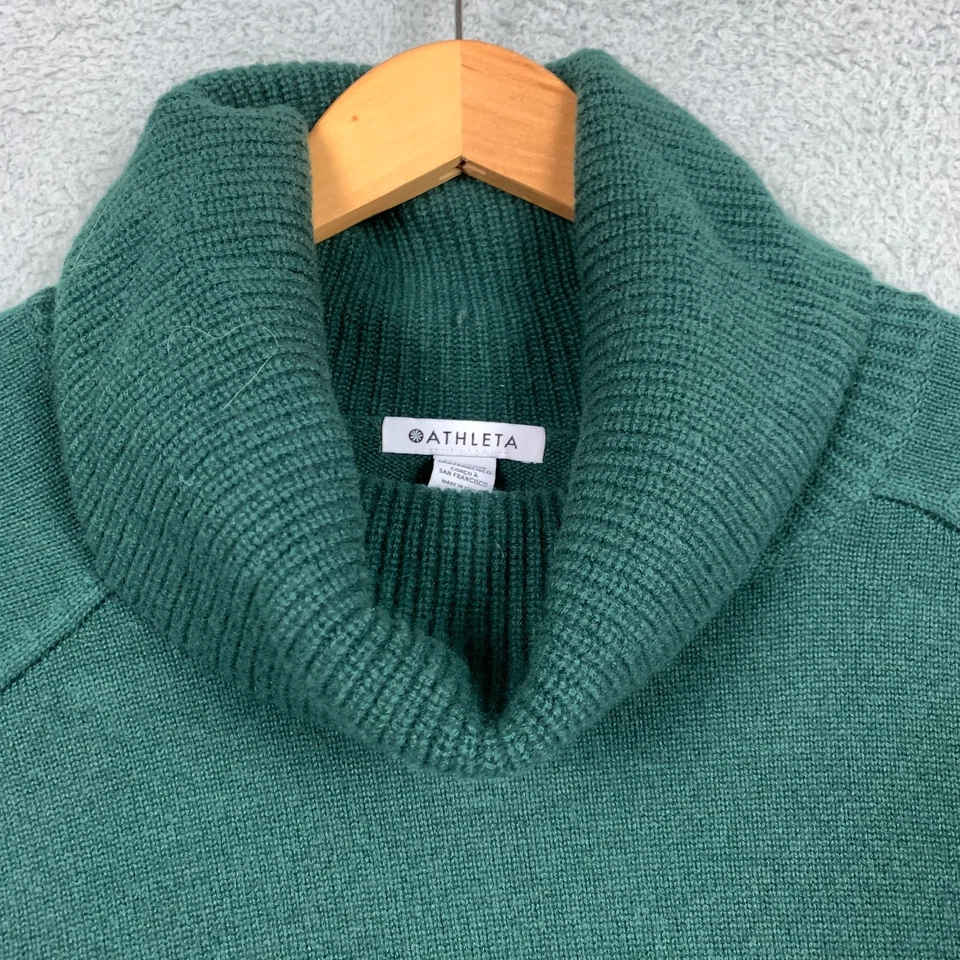 Suéter Athleta Alpine Para Mujer XL Verde Cuello Alto Merino Cachemira Calce Relajado Foto 4 de 4