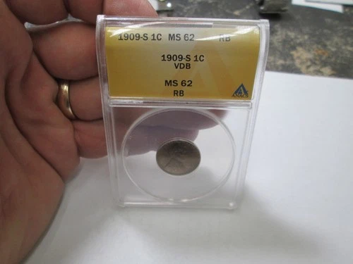 1909 S VDB LINCOLN CENT IN ANACS MS62 RB UNCIRCULATED CONDITION