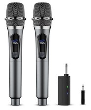 Wireless Pro UHF Dual Handheld Microphone System Set Rechargeable USB C