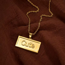 Personalized Carved Name Necklace Pendant Custom Jewelry Rope Chain Gold Silver