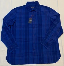 New with tags-Daniel Cremieux Men's 100% cotton Shirt blue Check Plaid- Size 2XL