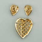 Trifari "Captive Heart" Rhinestone Brooch PIn and Earrings — photo 2