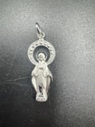 Vintage Sterling Silver Miraculous Medal Virgin Mary Pendant CZ Halo