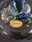Adam Jablonski Crystal Art Glass Teardrop Blue & Green Twist Paperweight Signed — photo 2