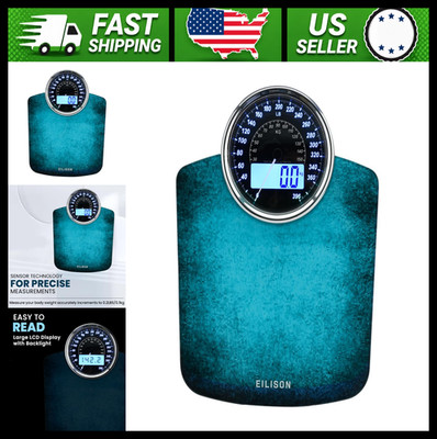 EILISON 2-in-1 Digital Analog Body Weight Scale 400 lb Blue