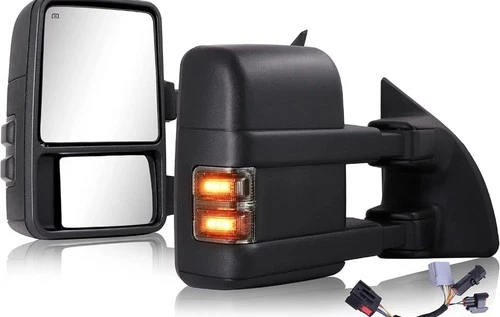 Pair Power Heated Tow Mirrors Amber Light For 1999-2016 Ford F250 F350 F450 F550