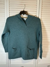 J Jill Womens Hooded Long Sleeve Knit Tunic Sweater With Pockets Size XS Green