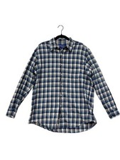 Pendleton Large Blue  White Plaid Cotton Long Sleeve Button-Down Shirt 8940