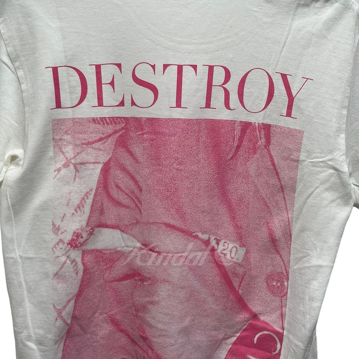 Lad Musician Early Destroy Print T-Shirt Off-White Pink Size 44