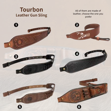Tourbon Genuine Leather Rifle Sling 2 Point Adjustable Strap Gun Mounted Swivels