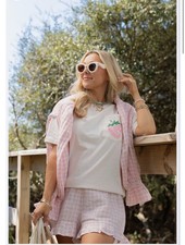 Mallory Ervin Living Fully Strawberry Tee in Light Pink NEW SOLD OUT ONLINE  3XL