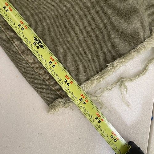 RE/Done Jeans donna 28 verde anni 70 ultra alto tubo stufa grezzo oliva denim - Foto 11 di 11