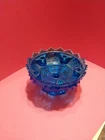 Vintage FENTON Hobnail Blue Colonial Blue Glass 6 Candle Holder Table Center