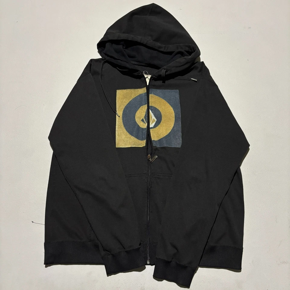 Vintage Y2K Rowley Volcom Zip Hoodie Black Graphic Skate Size Large - Image 4 of 4