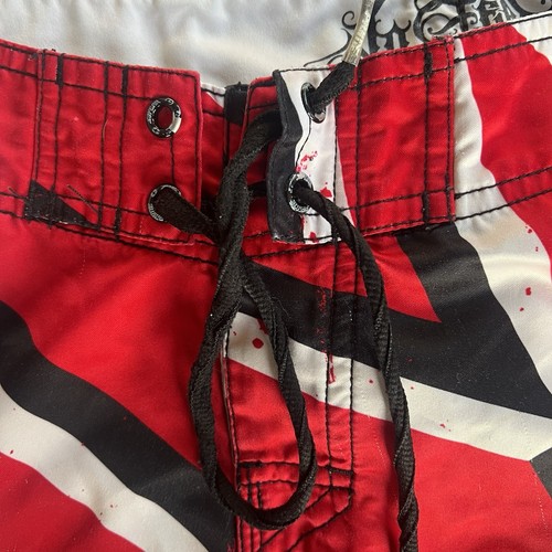 No Fear Board Shorts Mens 30 Colorblock Logo Beach Swim Trunks Y2K Black Red - Picture 2 of 7