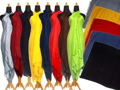 Sarong Pareo Wickelrock Lunghi Dhoti Stickerei Gestickt Uni Strandtuch Tuch Neu