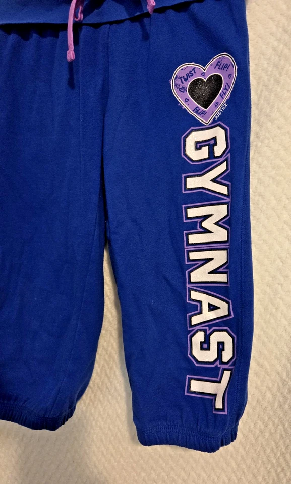 JUSTICE GIRL'S BLUE CROP JOGGERS SWEATPANTS GYMNAST SIZE 8 - Image 4 of 4
