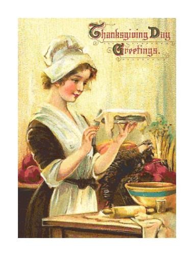 Vintage Thanksgiving Greetings Counted Cross-Stitch Pattern Needlepoint - Afbeelding 1 van 1