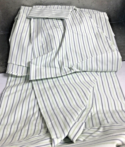 Vtg NEW Van Heusen Dress Shirt Mens XL 17 Green Str Long Sl Wrinkle Free Button - Picture 5 of 7