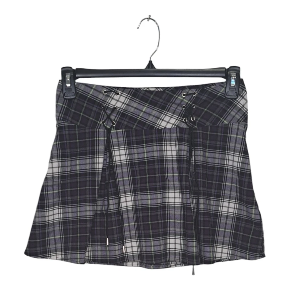 Minifalda grande a cuadros gótica Y2K de colección púrpura punk rock grunge escuela academia Foto 2 de 4