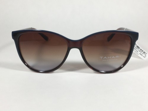Tahari Cat Eye Sonnenbrille zweifarbig braun blaues Gestell brauner Farbverlauf TH777 BRANDNEU IN BL - Bild 2 von 7