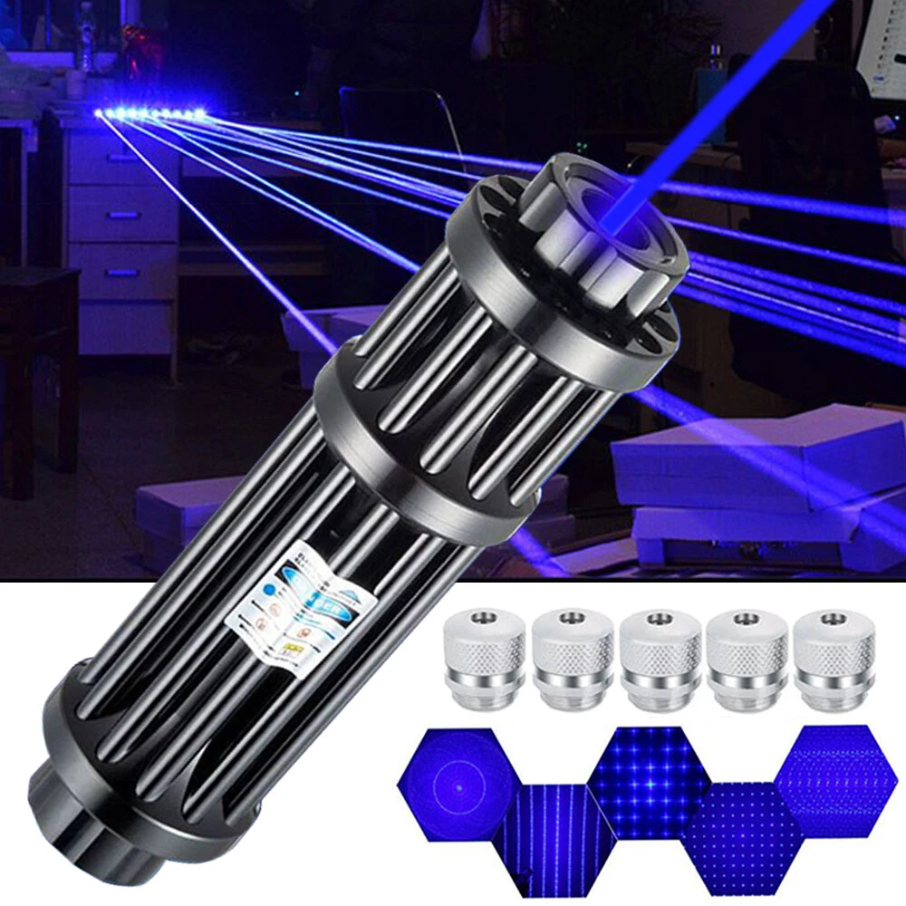 10Watt High Power Blue Burning Laser Pointer Adjustable Visible Beam Light  450nm