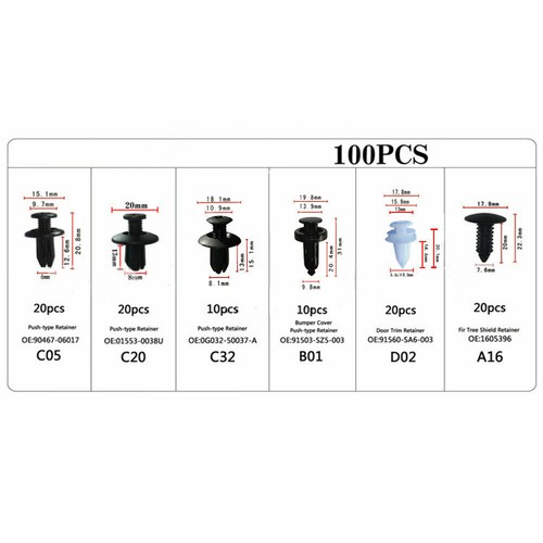 Push Type Retainer Replacement 100pcs Automotive Kit Fasteners Assortment Box - Imagen 4 de 5
